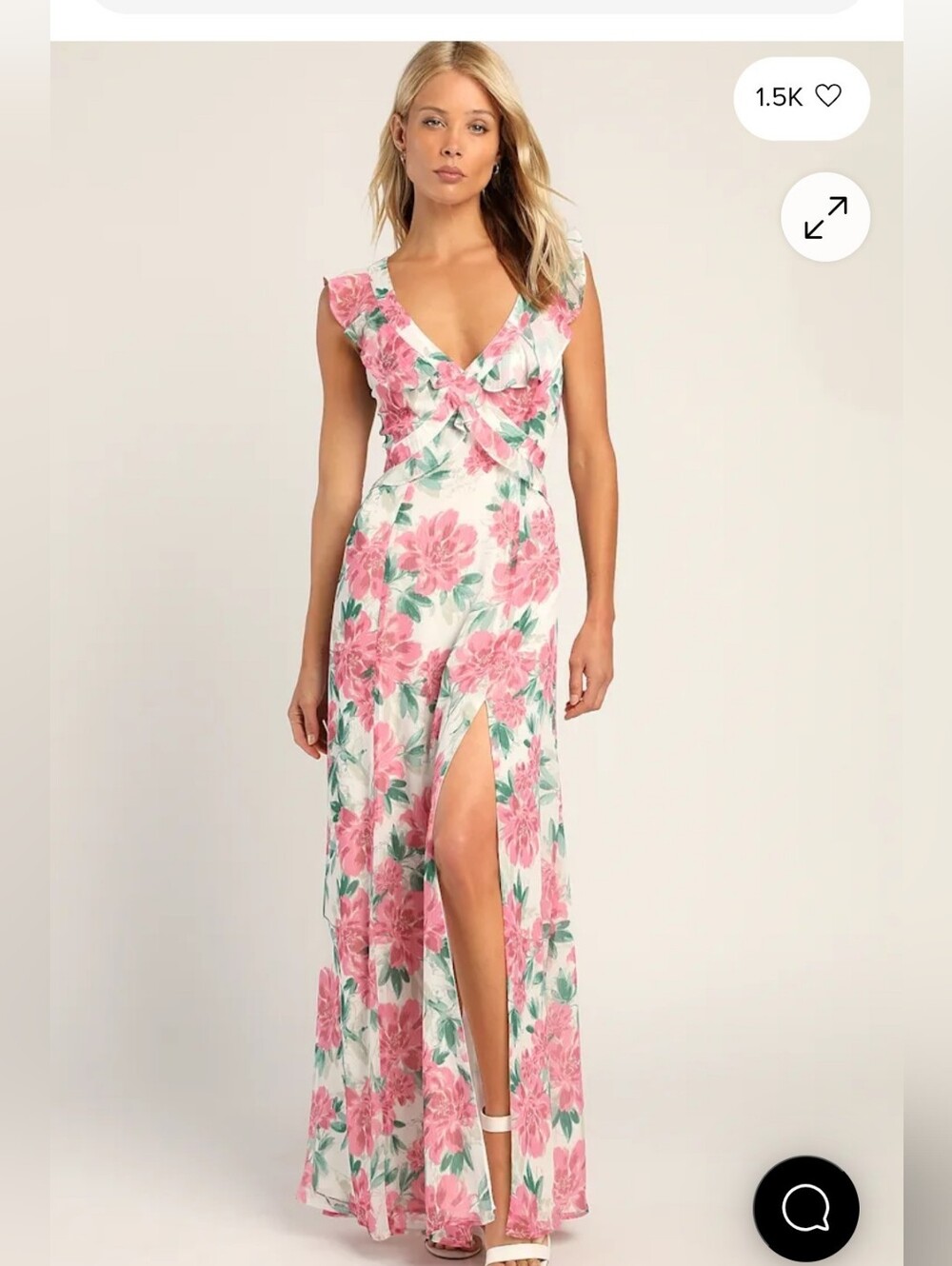 Sensational Spring White Floral Print Ruffled Maxi Dress